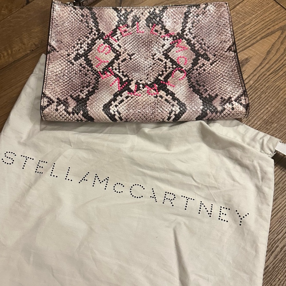 Stella McCartney Pink Snake Print Clutch - Picture 10 of 13